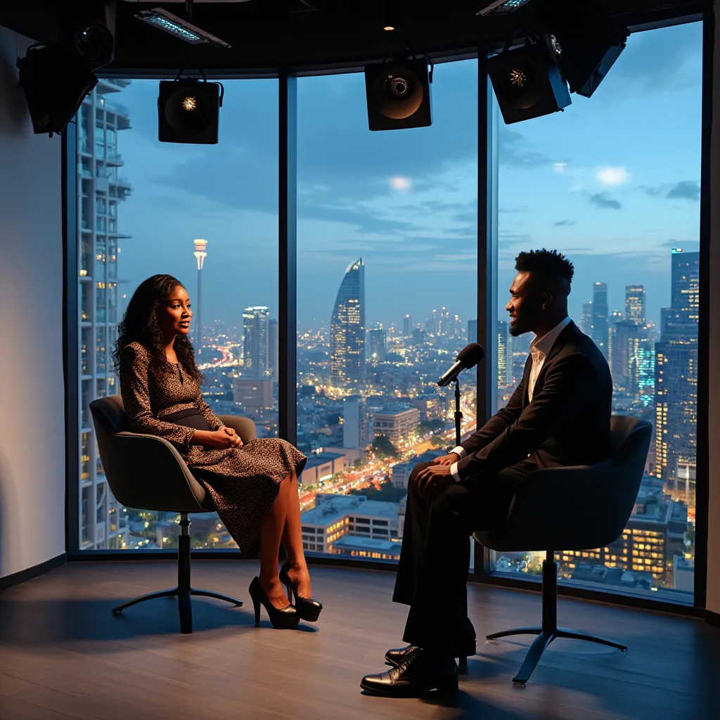 TV interview with investment influencer in Nigeria